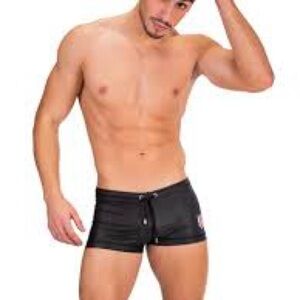 Barcode Berlin Brady Leather-look Black Athletic Short Shorts